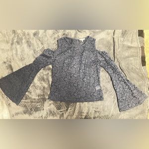 Charlotte Russe Blue/Navy Floral Lace Top Size L